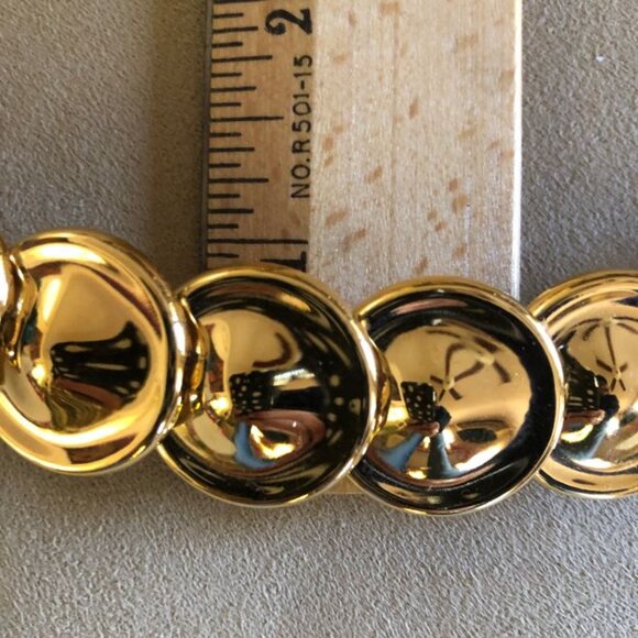 Monet Vintage Gold Disc Necklace Approximately 19 inches length - Picture 7 of 13